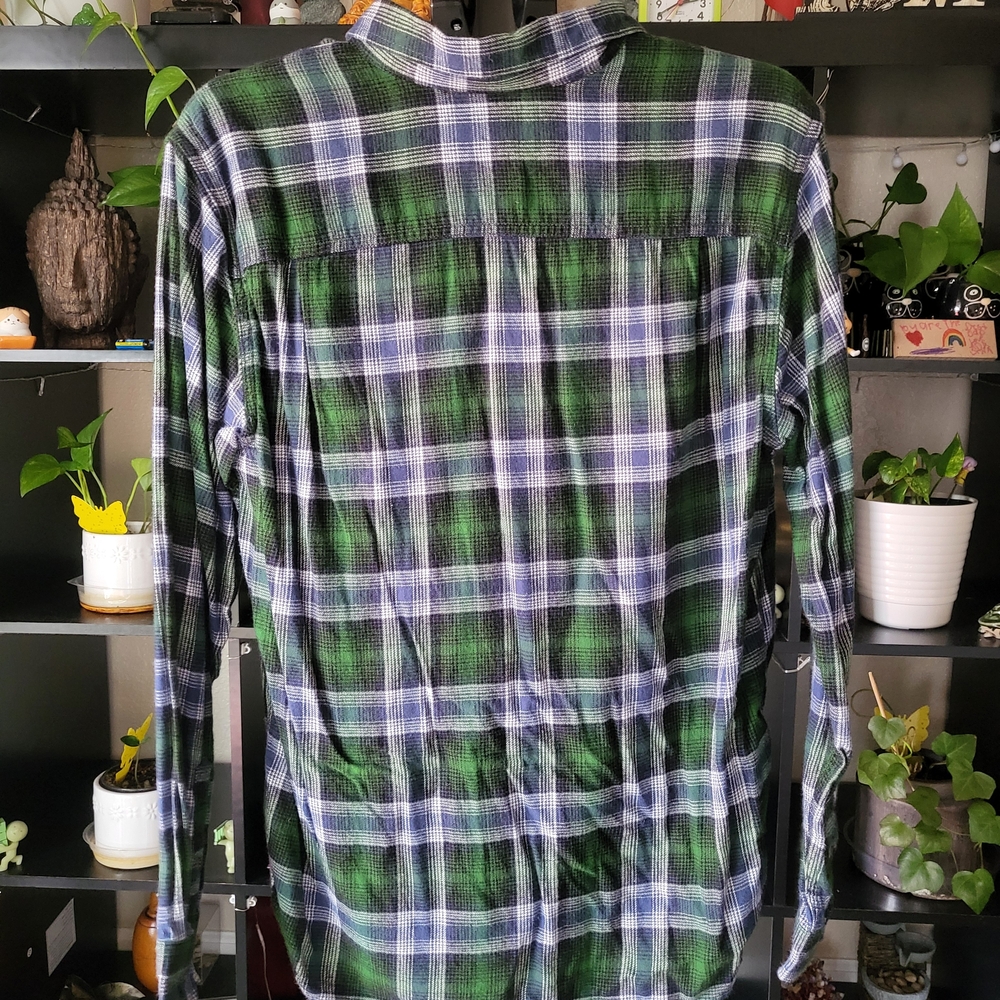 Athletic Works Men's Green and Blue Checkered Shirt